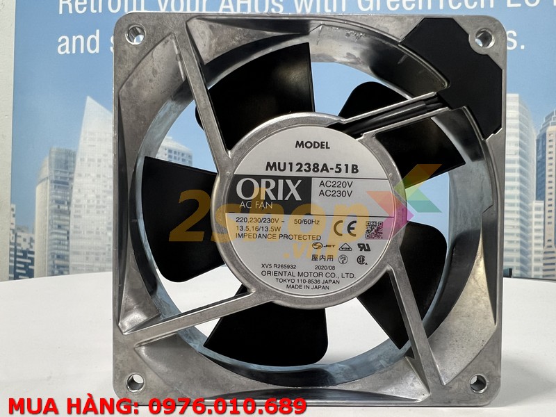 Quạt ORIX MU1238A-51B, 220VAC, 120x120x38mm