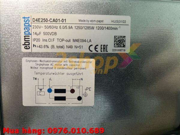 Quạt EBMPAPST D4E250-CA01-01, 230VAC, 250mm