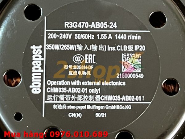 Quạt EBMPAPST R3G470-AB05-24, 200-240VAC, 470mm