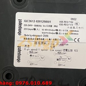 Quạt EBMPAPST iQC3612-020129/A01, 220-240VAC, 87mm