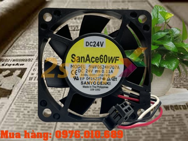 Quạt SANYO DENKI 9WF0624H707A(A90L-0001-0567#B), 24VDC, 60x60x15mm