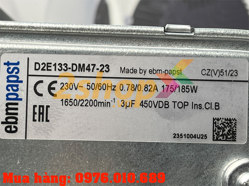 Quạt con sò EBMPAPST D2E133-DM47-23, 230VAC, 133mm
