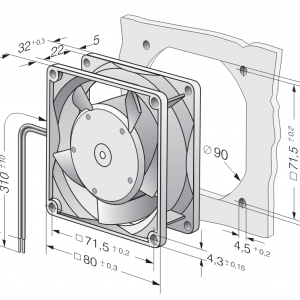 Quạt EBMPAPST 8314L, 24VDC, 80x80x32mm