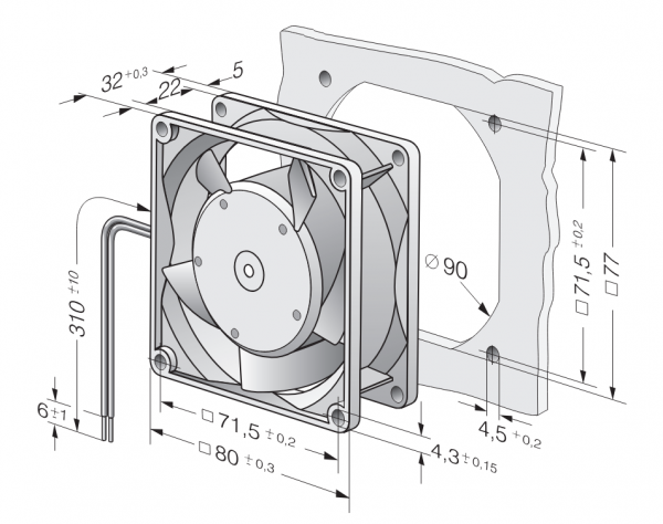 Quạt EBMPAPST 8314L, 24VDC, 80x80x32mm