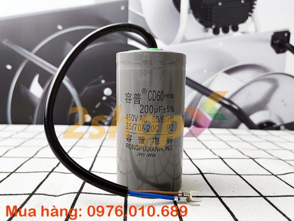 Tụ điện CD60 200uF, 450VAC Dây cắm