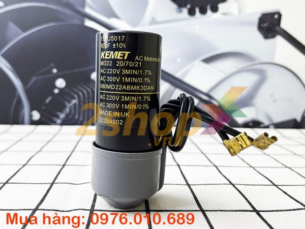 Tụ điện KEMET 080MD22ABMK3DAN, 80uF, 220/300VAC