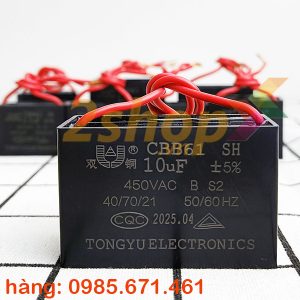 Tụ điện CBB61 10uF, 450VAC Dây cắm