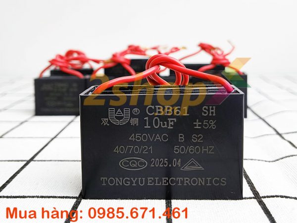 Tụ điện CBB61 10uF, 450VAC Dây cắm