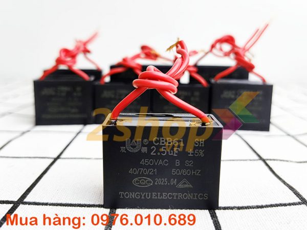 Tụ điện CBB61 2.5uF, 450VAC Dây cắm