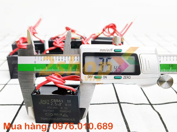 Tụ điện CBB61 2.5uF, 450VAC Dây cắm