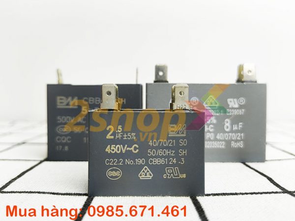 Tụ điện BM CBB61 2.5uF, 450VAC Giắc cắm