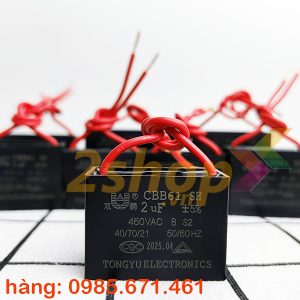 Tụ điện CBB61 2uF, 450VAC Dây cắm