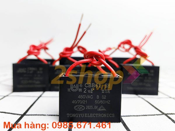 Tụ điện CBB61 2uF, 450VAC Dây cắm