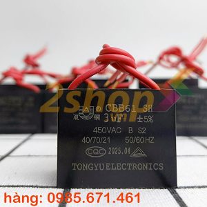 Tụ điện CBB61 3uF, 450VAC Dây cắm