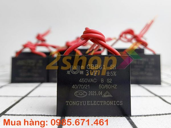 Tụ điện CBB61 3uF, 450VAC Dây cắm