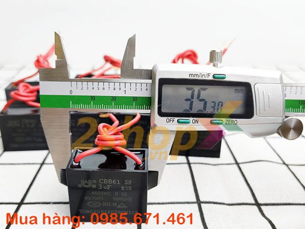 Tụ điện CBB61 3uF, 450VAC Dây cắm