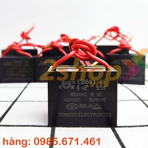 Tụ điện CBB61 4uF, 450VAC Dây cắm