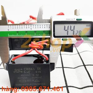 Tụ điện CBB61 6uF, 450VAC Dây cắm