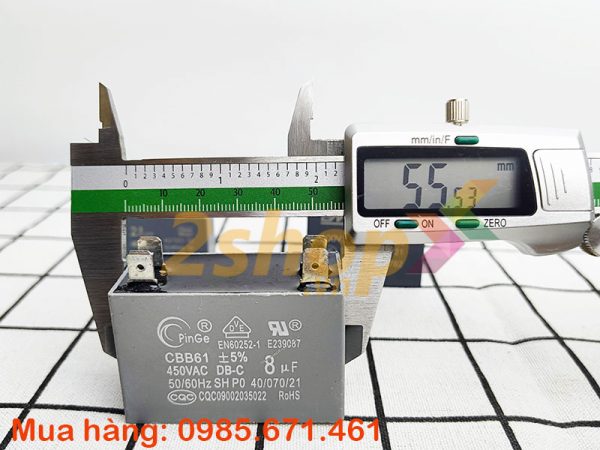 Tụ điện CBB61 8uF, 450VAC Giắc cắm