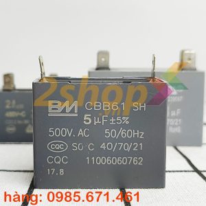 Tụ điện BM CBB61 5uF, 500VAC Giắc cắm