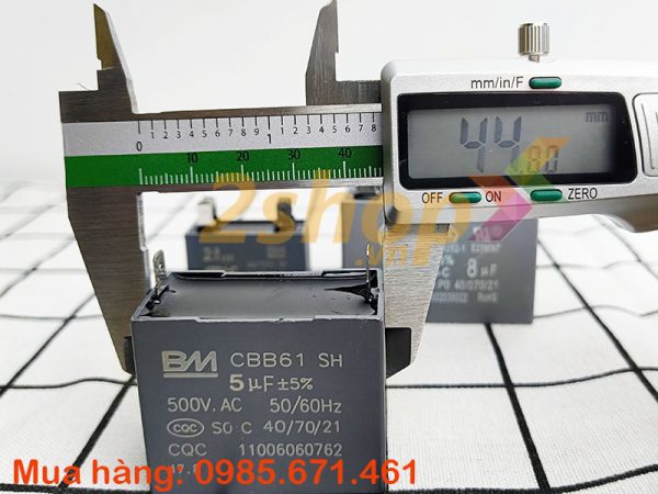 Tụ điện BM CBB61 5uF, 500VAC Giắc cắm