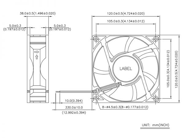 Quạt DELTA AFB1224SHE, 24VDC, 120x120x38mm