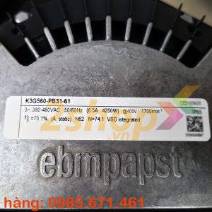 Quạt EBMPAPST K3G560-PB31-61, 400VAC, 560mm