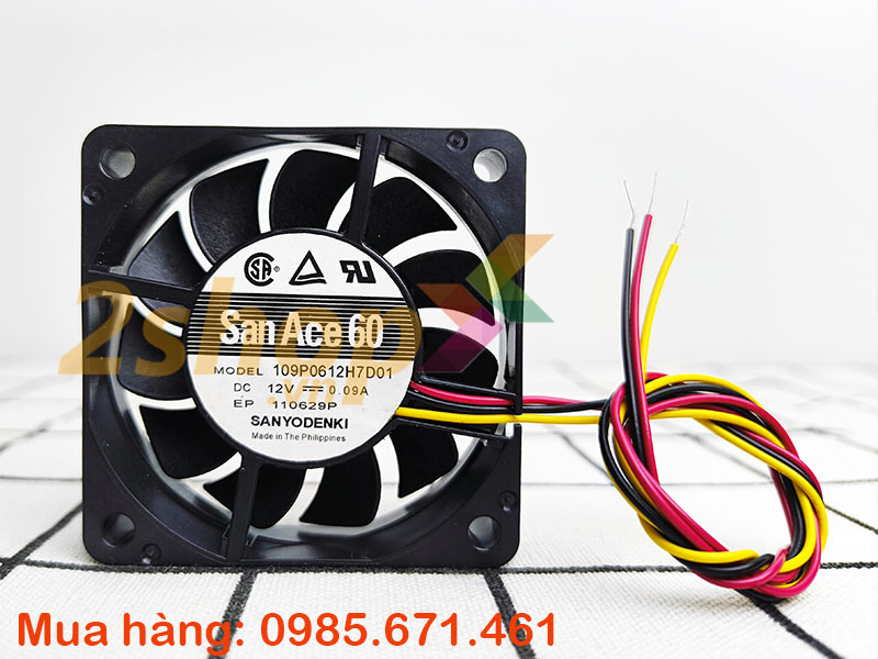 Quạt SANYO DENKI 109P0612H7D01, 12VDC, 60x60x15mm