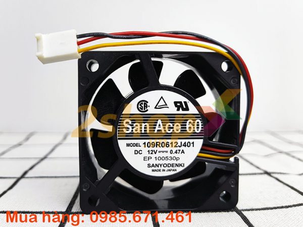 Quạt SANYO DENKI 109R0612J401, 12VDC, 60x60x25mm