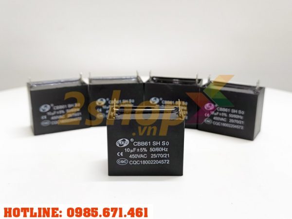 Tụ điện SENJU CBB61 10uF, 450VAC Giắc cắm