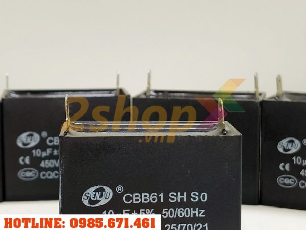 Tụ điện SENJU CBB61 10uF, 450VAC Giắc cắm