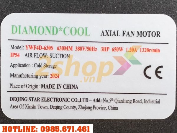 Quạt DIAMOND COOL YWF4D-630S, 380VAC, 630mm