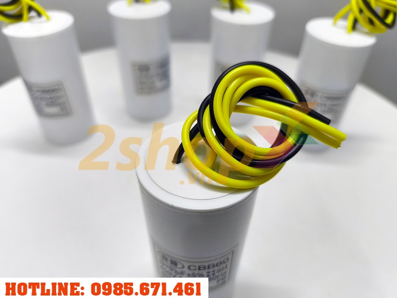 Tụ điện CBB60 9+9uF, 450VAC Dây cắm