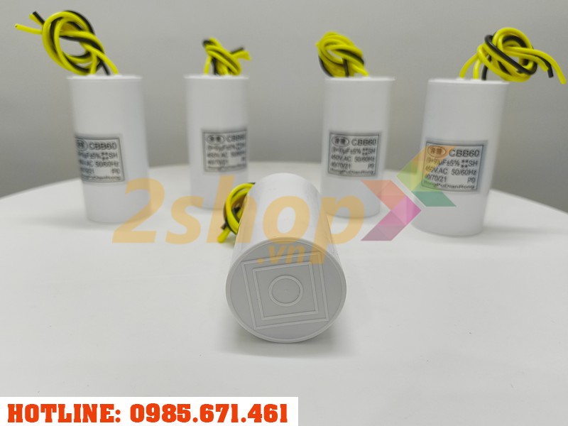 Tụ điện CBB60 9+9uF, 450VAC Dây cắm
