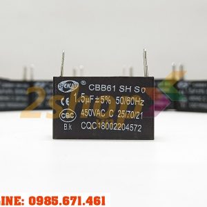 Tụ điện SENJU CBB61 1.5uF, 450VAC Giắc cắm