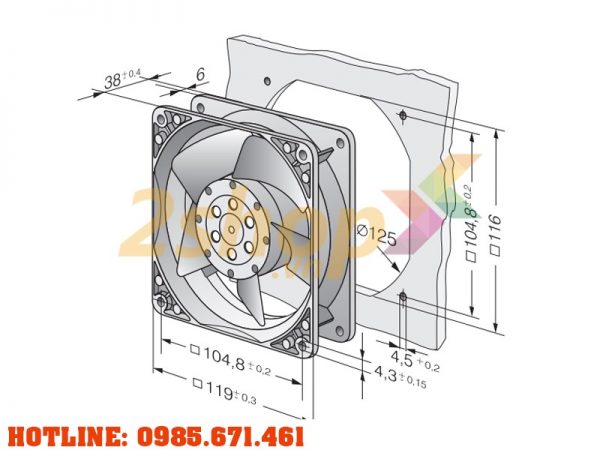 Quạt EBMPAPST 4580N, 230VAC, 120x120x38mm