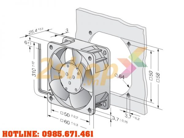 Quạt EBMPAPST 612NGME, 12VDC, 60x60x25mm