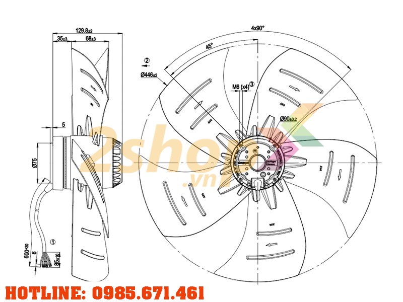 Quạt EBMPAPST A4D450-AP01-01, 230/400VAC, 450mm