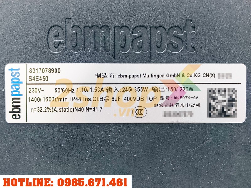 Quạt EBMPAPST S4E450-8317078900, 230VAC, 450mm